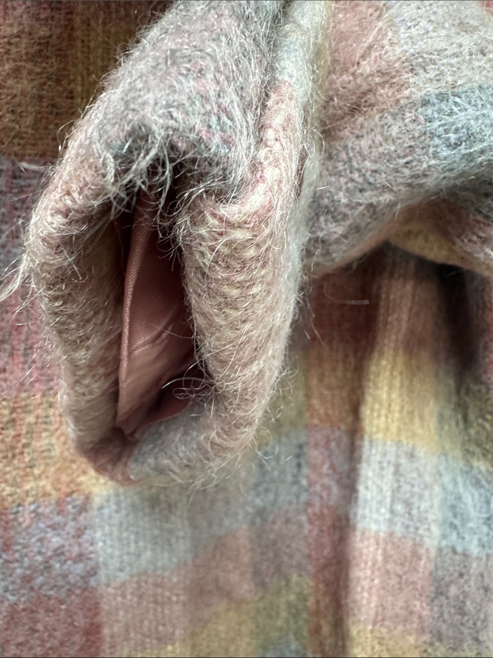 Vintage Luciana Pastel Plaid Wool-Blend Blazer - Pink/Yellow/Gray - Picture 10 of 11